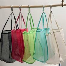 1 Peça Bolsa de Praia Dobrável Extra Grande, Feita de Poliéster com Alças Reforçadas e Revestimento Impermeável, Adequada para Armazenar Brinquedos, Conchas, Roupas e Toalhas para Viagens à Praia - Visão 1