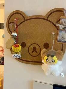 1PC(No Nails Included) Felt Board Home Decoration Wall Decor Board Felt Poster Wall Sticker Bear Wall Sticker Rilakkuma Room Decoration, Cute Dormitory Background Decoration Hanging Cloth Photo Wall Felt Message Board No Damage To Walls No Drilling Required - Brown - 查看 2