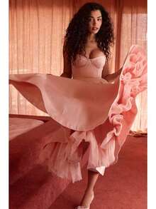 Women's Elegant Double Layered Flowy Dress, Classic Full Skirt A Line Swing Midi Gown, Lightweight Premium Casual Formal Dress, Modest Chic Party Wedding Guest Bridal Shower Evening Daily Outfit S-2XL - 粉色 - 查看 1