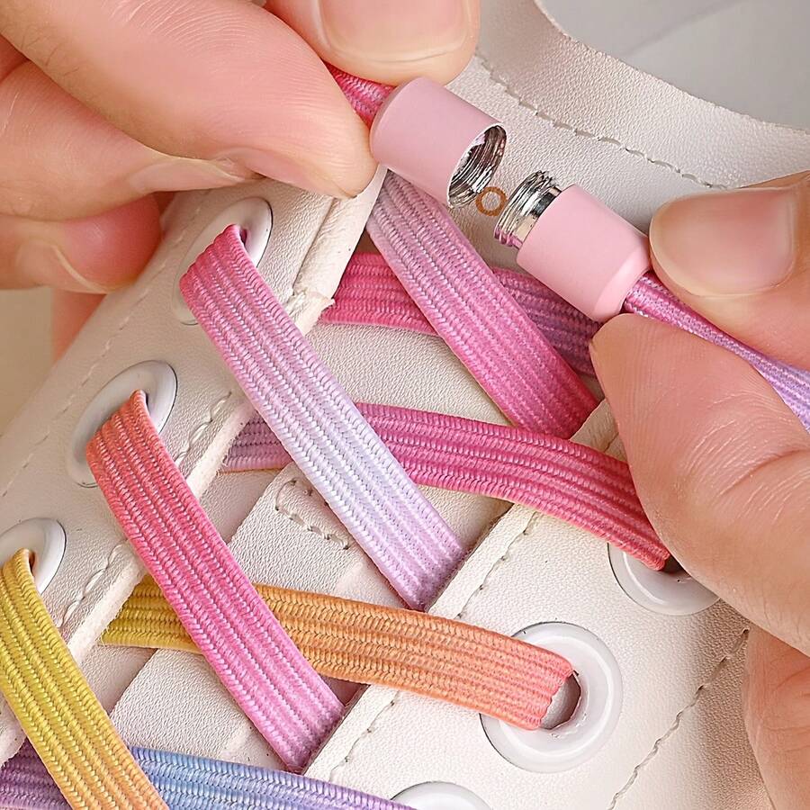 1 Pair Elastic No-Tie Shoelaces With Detachable Buckle, Colorful Fashion Shoelaces Suitable For Sports Shoes, Casual Shoes, Sneakers