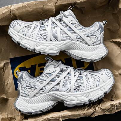 Unisex Mesh Outdoor Comfortable Thick-Sole Casual Sneakers, Versatile Elevated Sports Shoes For Spring/Summer/All Seasons