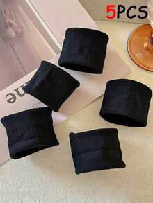 1/5/10 chiếc Dây buộc tóc bản rộng, co giãn cao, không đường may, kiểu dáng tinh tế - Dây buộc tóc không làm hư tóc. Hoàn hảo cho phụ nữ buộc tóc đuôi ngựa cao. - màu đen - Xem 8