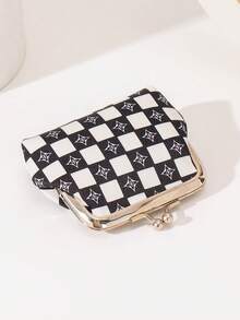 1pc Vintage Checkered Pattern Kiss Lock Coin Purse For Women, Mini Portable Small Wallet, Cute Star Print Clasp Pouch For Coins Cards Lipstick, Fashion Daily Accessory Wallet Mini Wallet Purse Wallet Cute Wallet Coin Wallet Travel Essential Summer - Multicolor - View 10