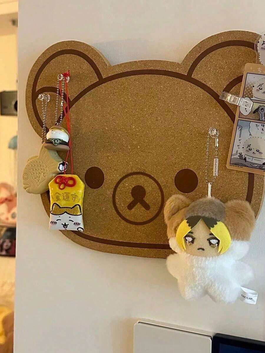 1PC(No Nails Included) Felt Board Home Decoration Wall Decor Board Felt Poster Wall Sticker Bear Wall Sticker Rilakkuma Room Decoration, Cute Dormitory Background Decoration Hanging Cloth Photo Wall Felt Message Board No Damage To Walls No Drilling Required - Brown - 查看 1