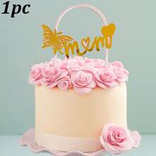 1 cái/3 cái Phụ kiện trang trí bánh hình bướm lấp lánh màu vàng và hồng, thích hợp cho Ngày của Mẹ và tiệc sinh nhật của mẹ. - nhiều màu - Xem 17