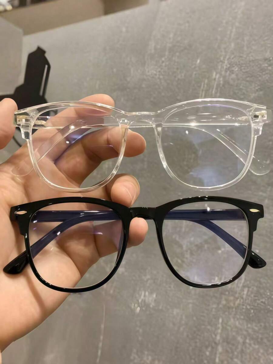 2 Pairs/1 Pair Unisex Electronic Device Goggles, Protect Eyes From TV Computer Screen Damage, Clear Glasses Accessories - Transparent - View 1