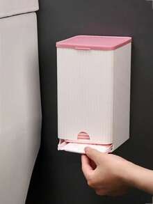 Hộp đựng băng vệ sinh và giấy vệ sinh treo tường phòng tắm, hộp đựng kiểu ngăn kéo dùng để đựng băng vệ sinh, khăn giấy, tăm bông, hộp đựng đồ nhỏ đa chức năng có nắp lật chống bụi. - trắng - Xem 10