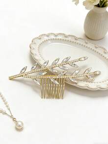 1pc Branch Hair Comb, Fresh And Elegant Style, Suitable For Bride, Wedding, Banquet, Rhinestone Hair Accessory, Haircomb, Headpiece,Summer,Holiday,Travel - Multicolor - View 8