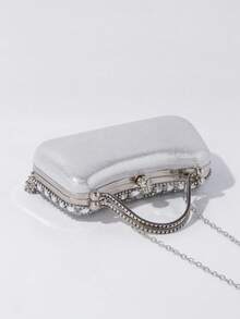 Dedoo New Rhinestone Studded Shiny Evening Clutch Bag With Tassel Decor, Gift For Women, Suitable For Party, Wedding, Banquet - Silver - View 7