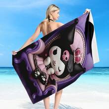 SANRIO 1条卡通主题超柔软微纤维沙滩巾，充满梦幻般的暗黑美学，速干轻便，适合夏季旅行，成人、男士、女士和儿童均可使用。图案再现了经典的超级英雄服装和盾牌元素，适合海滩、居家等多种场合。 - 彩色 - 查看 10