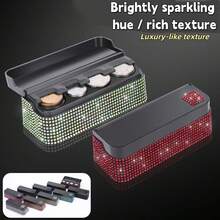 Car Shiny Coin Box, Portable Crystal Rhinestone Car Change Storage Box With 4 Compartments, Universal Shiny Car Storage Box/Change Dispenser, Car Diamond Interior Decoration Accessories, Suitable For Men And Women - Multicolor - View 3