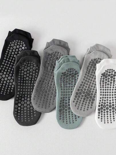1/2/3/6 Pairs Men's Multi-Color Professional Non-Slip Pilates Socks, Spring/Summer Breathable Mesh Boat Socks, Adult Fitness Non-Slip Running Ankle Socks, Yoga Socks For Spring/Summer