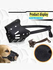 PU皮革狗嘴套，适用于中小型犬、大型犬，防止吠叫和咬人，宠物用品 - 彩色 - 查看 13