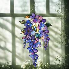 Purple Wisteria Branch Acrylic Sunlight Catcher, Each Size 5.91 Inches X 5.91 Inches - Holographic Flower Window Decoration, Perfect Spring Garden Gift, Mother's Day Flower Home Decoration - 如圖 - 查看 4