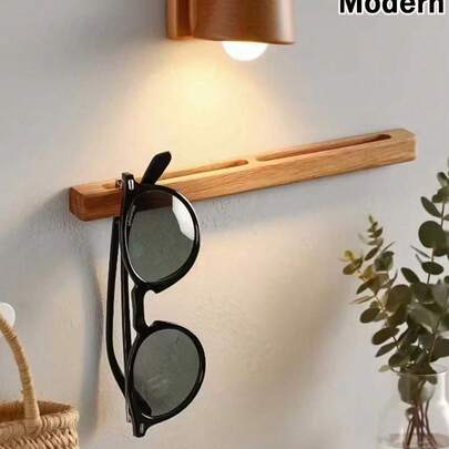 1 Wooden Decorative Eyeglass Holder Suitable For Entryway, 1 Wooden Eyeglasses And Key Organizer Rack, 1 Modern Minimalist Wall-Mounted Storage Rack, 1 Multi-Function Storage Box Suitable For Hallway And Entryway, Available In 2 Styles