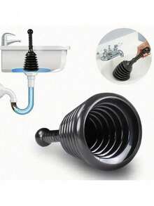 1pc Portable Sink Drain Remover, Multi-Functional High Pressure Drain Cleaner Plunger, Suitable For Kitchen Sink, Bathroom Drain, Shower Pipe And Toilet - Multicolor - View 4