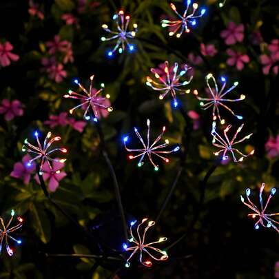 60pcs LED Solar Dandelion Firework Lights, Outdoor Starry Path Decor Lights With Auto On/Off, For Christmas Party, Camping, Garden, Lawn