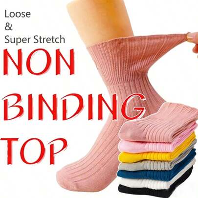 1-10 đôi tất thoáng khí cho người tiểu đường, tất dệt kim co giãn đến giữa bắp chân, quà tặng sức khỏe, chất liệu co giãn cao, phù hợp cho cả nam và nữ, cỡ lớn, dệt trơn, thoải mái, không mùi, dáng rộng.