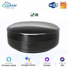 YFK WiFi Infrared RF 433/315MHz Universal Smart Remote Control And Controller For Home Appliances, Supports Air Conditioners, TVs, Curtain Motors, Roller Blinds, DVDs, Projectors, Wireless Light Switches, Controlled Via Doodle Smart & Smart Living Apps, - Big Black Remote Control - View 1