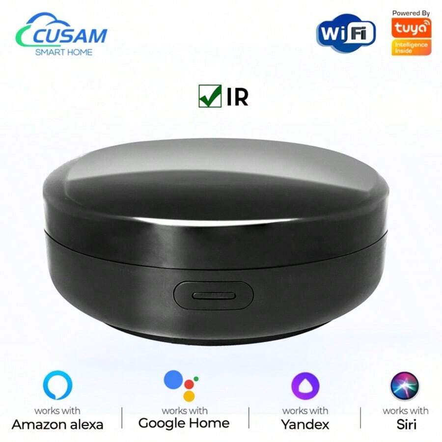YFK WiFi Infrared RF 433/315MHz Universal Smart Remote Control And Controller For Home Appliances, Supports Air Conditioners, TVs, Curtain Motors, Roller Blinds, DVDs, Projectors, Wireless Light Switches, Controlled Via Doodle Smart & Smart Living Apps, - Big Black Remote Control - View 1