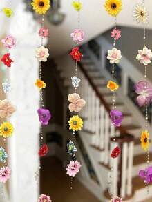 MEHELANY 1 set Couronne de fleurs artificielles colorées DIY décorative à suspendre, avec chaîne de perles, fleurs artificielles légères, décoration murale florale DIY, convient pour arche de mariage, fête d'anniversaire, décoration de printemps pour la maison et le jardin, décoration de table et de vigne - Multicolore - Voir 4