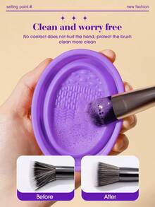 Bộ dụng cụ trang điểm 6/25/27/53 món bao gồm: 1 túi đựng mỹ phẩm và đồ dùng vệ sinh cá nhân đa năng có khóa kéo chống thấm nước + Bộ 25 cọ trang điểm + 5 bông mút trang điểm + 5 bông mút trang điểm mini + 5 bông phấn tam giác + 5 bông phấn dạng cushion mini + 1 băng đô cài tóc + 2 dây đeo bát rửa tay + 2 dụng cụ vệ sinh cọ trang điểm + 2 miếng bọt biển rửa mặt - Màu tím hoa cà - Xem 11