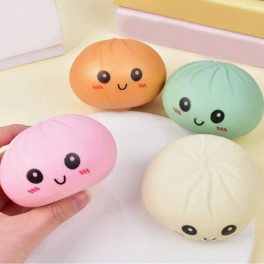 Colorful Face Steamed Bun Squishy – Fast Rebound Food Toy, Cute Baozi Stress Relief Fidget - 彩色 - 查看 1