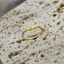 1pc Personalized Letter Ring, 14K Gold Thin Ring, 925 Stamp, Customized Name Ring For Her, Couple Gift, Mother's Day Gift, Jewelry For Mom, Birthday Gift, Stackable Rings - Multicolor - View 19