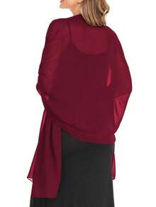 Chal de gasa adecuado para vestidos de novia, fiesta de boda, vestidos de noche y atuendos para ocasiones especiales, playa, vacaciones - Burdeos - Ver 4