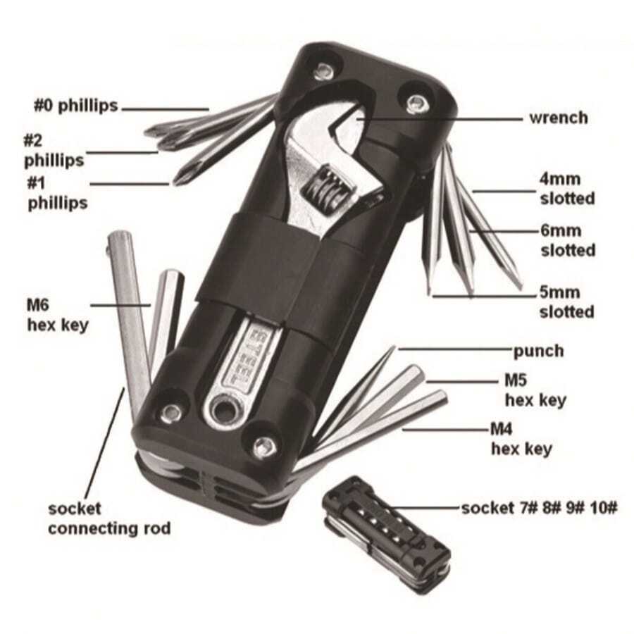 16-In-1 Multi-Function Folding Tool Set - Portable Hex Key And Screwdriver Combination Suitable For Outdoor Camping, Bicycle And Motorcycle Repair - Compact Survival Gear And Emergency Tool - Multicolor - View 1