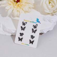 Bông tai hình bướm bằng thép không gỉ, kiểu dáng dễ thương và đơn giản lấy cảm hứng từ động vật, món quà thích hợp để đeo hàng ngày. - 2ZH010 - Xem 3