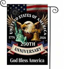 250 Year American Anniversary Flag, God Bless America, 250th Garden Flag For Outside, Patriotic Banner Double-Sided Eagle Design, Commemorative 1776-2026 Banner For Patio Lawn Yard Outdoor Decor (B # , 12"X18" - 單面印刷 - 查看 9
