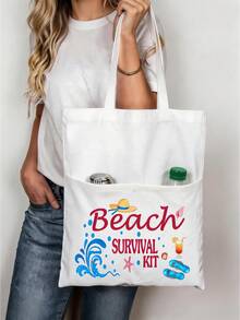 口袋沙滩手提包 - 轻便大容量单肩包，多口袋设计方便取用，女士沙滩旅行包，夏季时尚，可水洗重复使用，旅行必备，送给妈妈、姐妹和朋友的绝佳礼物 - 彩色 - 查看 9