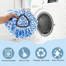 3/5 PCS Replace Heads For O-Ceda RinseClean(2 Tank System ONLY),Spin Mop Replacement Head Easy Cleaning Microfiber Replacement Machine Washable - Blue - View 5