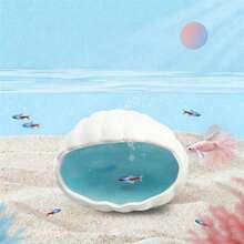 Large Cute Ceramic Aquarium Decor, Shell Shaped Fish Tank Hiding Cave, Suitable For Fish To Play Or Hide, Pink - Happy Aquarium - View 9