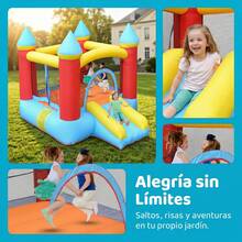 Gran castillo inflable, dimensiones 2.55 x 1.95 metros, con tobogán y piscina de bolas, apto para el juego infantil. - Rojo - Ver 2
