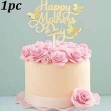 1 cái/3 cái Phụ kiện trang trí bánh hình bướm lấp lánh màu vàng và hồng, thích hợp cho Ngày của Mẹ và tiệc sinh nhật của mẹ. - nhiều màu - Xem 19