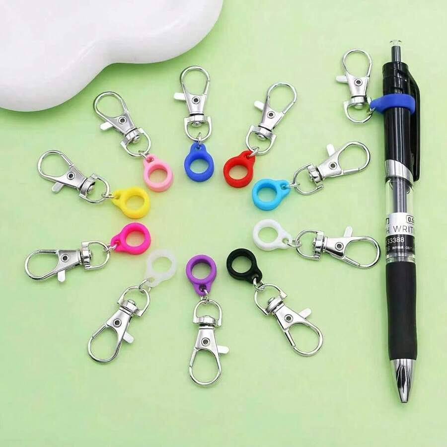 1pc/6pcs Pen Clip Keychain, Hook Design Can Hang Pen, Suitable For Bags, Belts, Casual Style Keyring Accessory - One Size - View 1