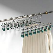 10pcs Zinc Plated Multipurpose Pants Clips, Stainless Steel Pants Hanger, Non-Slip & Seamless Clothes Rack - White - View 14