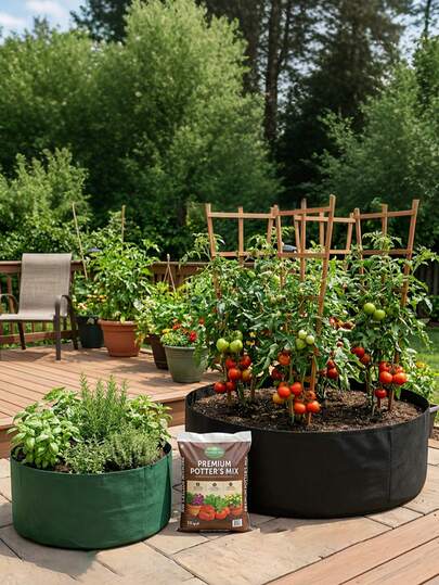 1pc Round Planting Box, Plant Grow Bag, Elevated Planting Box For Yard, Seedling Bag, Suitable For All Seasons, Ideal For Planting Vegetables, Potatoes And Flowers, Durable Round Planting Bag, Indoor/Outdoor Use, Gardening Gift Home Decor, Thick Material