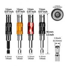2件套1/4英寸六角磁性扳手，钻头手动工具延长杆，快速更换适配器 - 专业多功能360度六角头延长套筒，延长套筒适配器套装，高品质冲击套筒适配器 - 多色 - 查看 3
