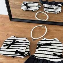 Pet Clothes Striped Simple Breathable  Dress For Small Pets - Black and White - View 9