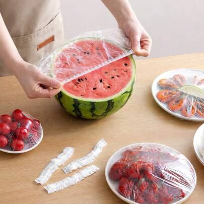 Kit de 100 Tampas de Plástico Descartáveis para Alimentos - Sem Resistência Especial e Tamanho Único, Econômicos e Práti