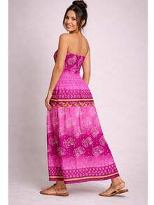 July Strapless Tropical Dress In Various Prints, 2025 Collection - Rosa oscuro - Ver 3