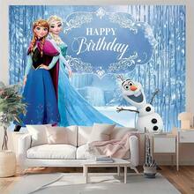 Disney 1pc Cartoon Frozen Photography Backdrop, Princess Birthday Decoration - Multicolor - View 3