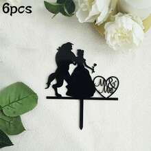 6pcs/3pcs/1pc Wedding Cake Topper Decorations, Suitable For Wedding Party Cake Decor - Multicolor - View 18