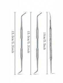 4/3/1 Set Kit d'outils en acier inoxydable pour les ongles incarnés - Lime à double face, releveur d'ongles, cuillère et repoussoir à ongles, pour nettoyer et retirer les ongles incarnés, avec sac de rangement et boîte de rangement - Argent - Voir 2