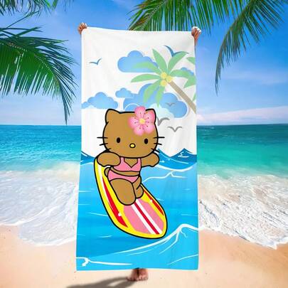 SANRIO 1/6 Khăn tắm in hình Hello Kitty - Khăn tắm biển Hello Kitty đáng yêu: Vật dụng cần thiết cho mùa hè! Đa năng, có thể dùng làm khăn tay, khăn tắm hoặc khăn tắm biển. Mềm mại, thoải mái và nhanh khô, là lựa chọn tuyệt vời để trang trí tiệc tùng hoặc làm quà tặng.