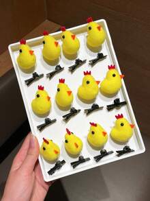 10pcs/Set Cute Random Chick Spring Loaded Hair Clips, Suitable For Daily, Party, Side Bangs & Flyaways, Funny Holiday Gathering, Gift For Photo Shooting, Live Streaming, Influencer, Date, Recommended Product!,Travel,Birthday - Chicks - View 9