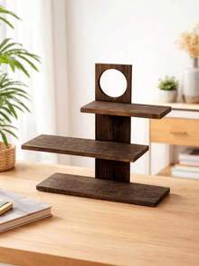 1 PC Of Nordic Ins Style Wooden Three-Layer Storage Rack, Desktop Storage Rack, And Storage Display Rack, Suitable For Displaying Coffee, Desserts, Accessories, Beauty Products Or Figurines, Cafes, Kitchens, Bedrooms, Living Rooms - Brown - View 3
